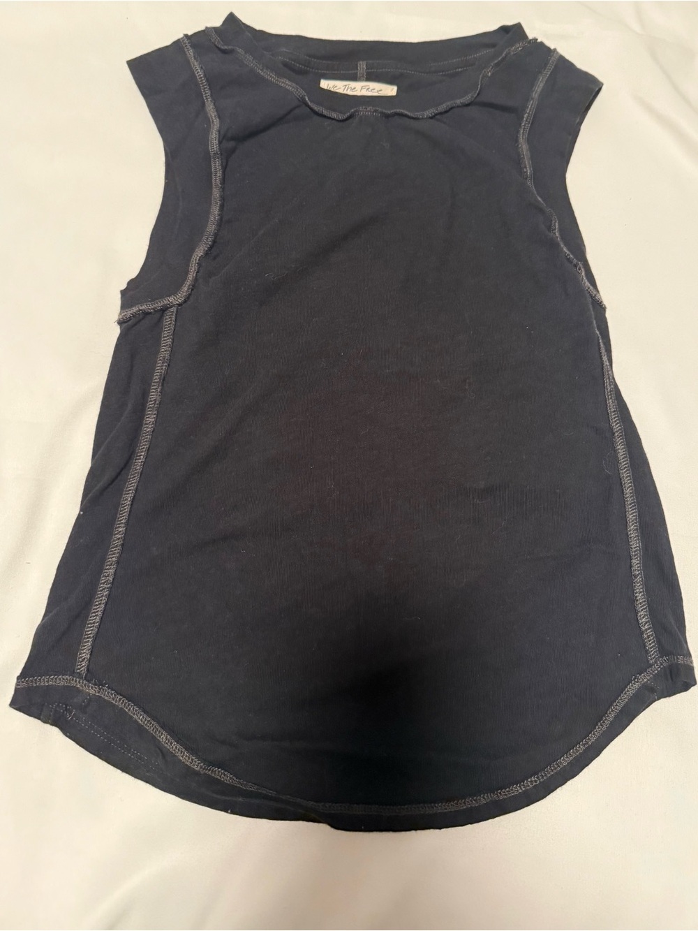 NWOT! Free People Black Sleeveless Muscle Tank W/Cream Stitching size S
